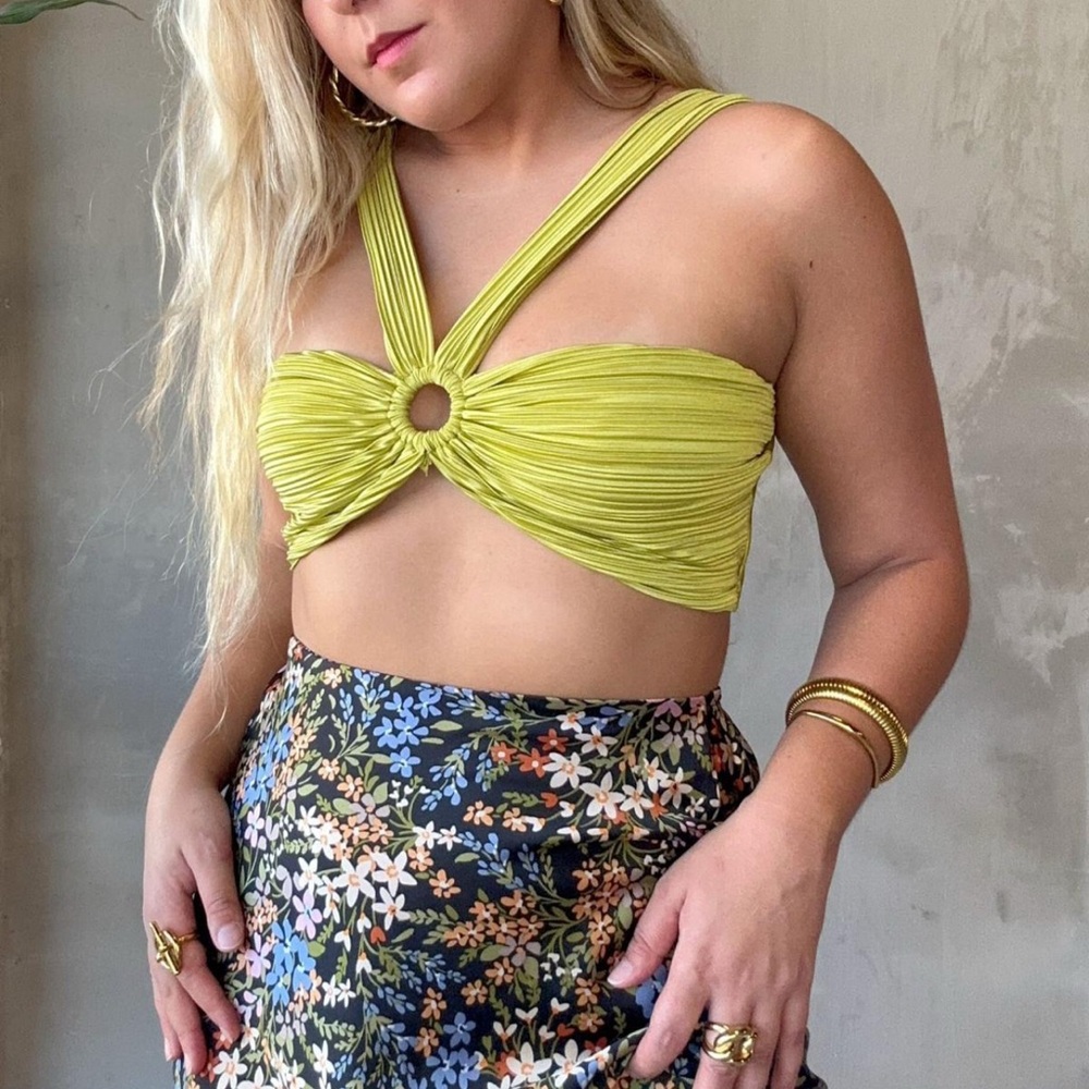 Lime Green Women's Silky Crop Top